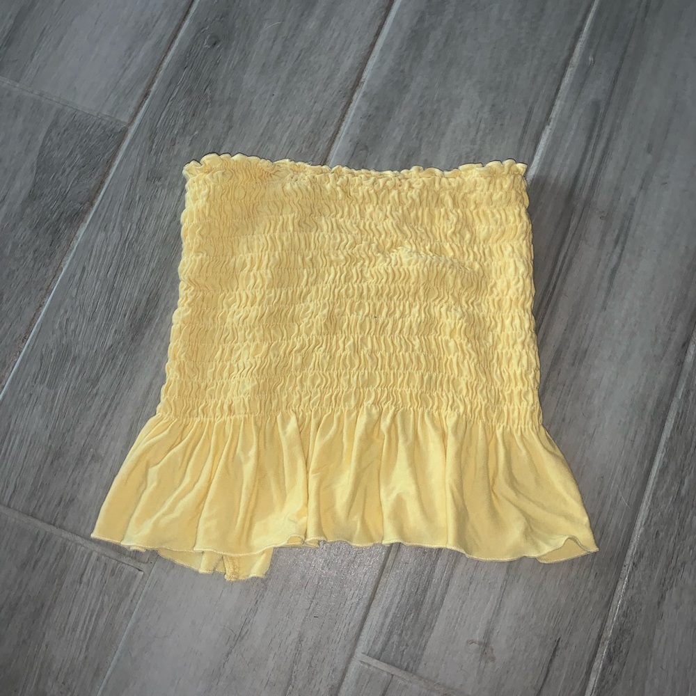 Yellow Tube Top With Ruffles